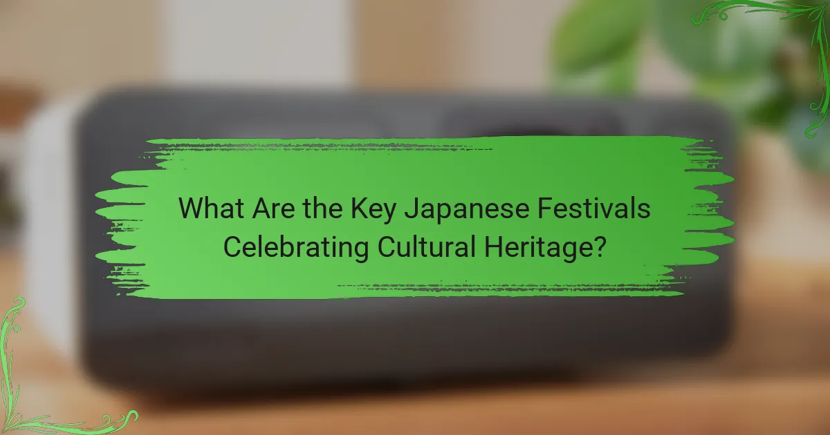 What Are the Key Japanese Festivals Celebrating Cultural Heritage?